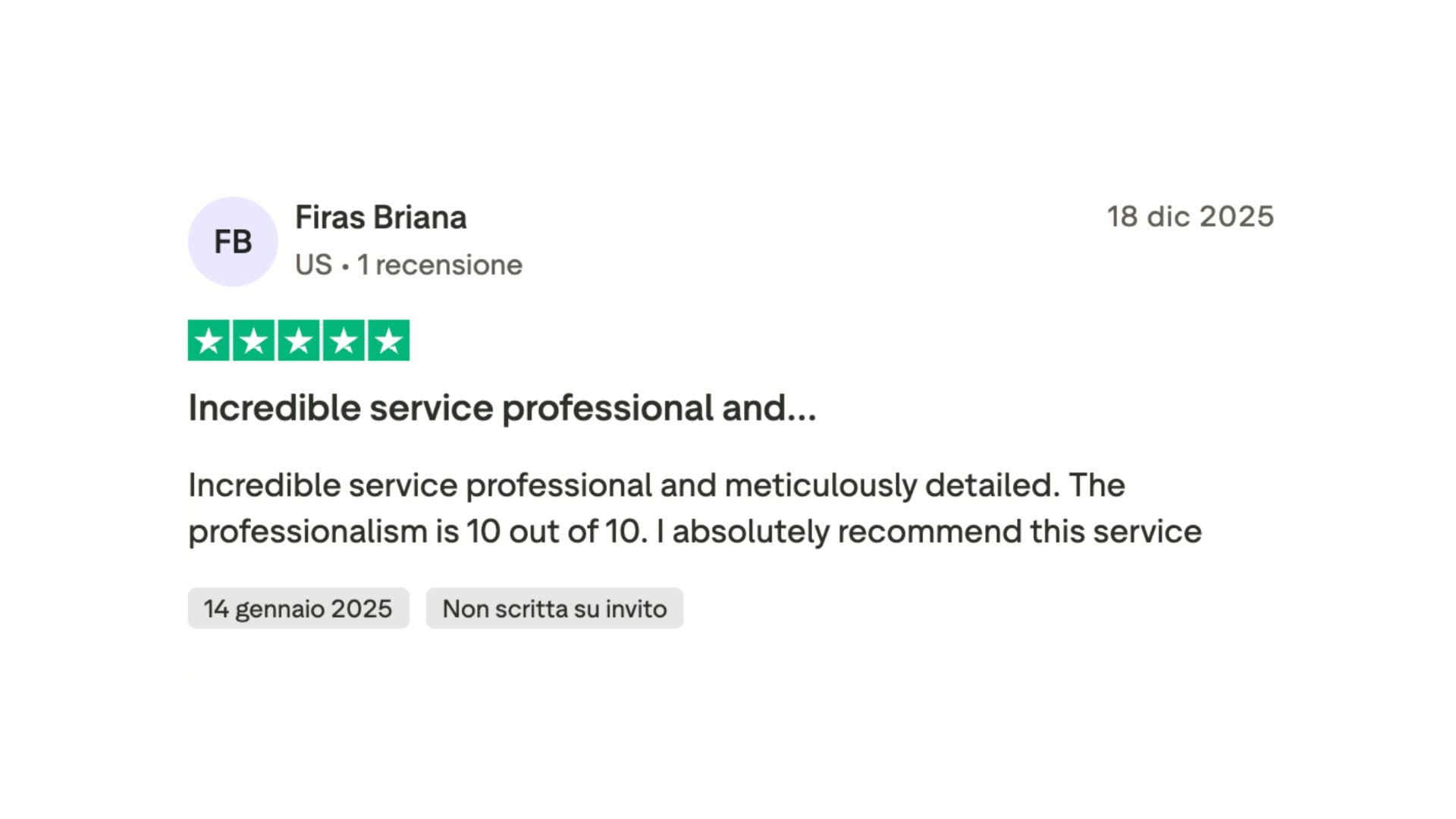 Trustpilot review by Firas Briana