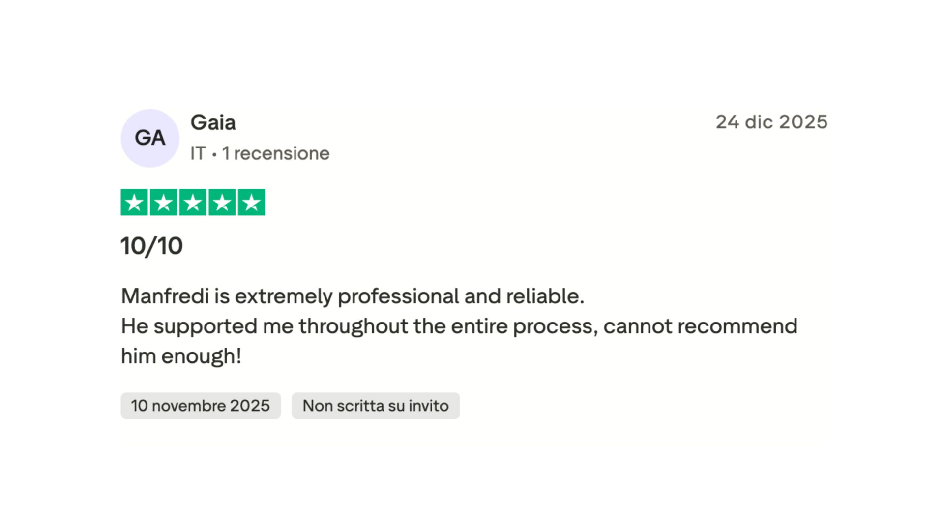 Trustpilot review by Gaia
