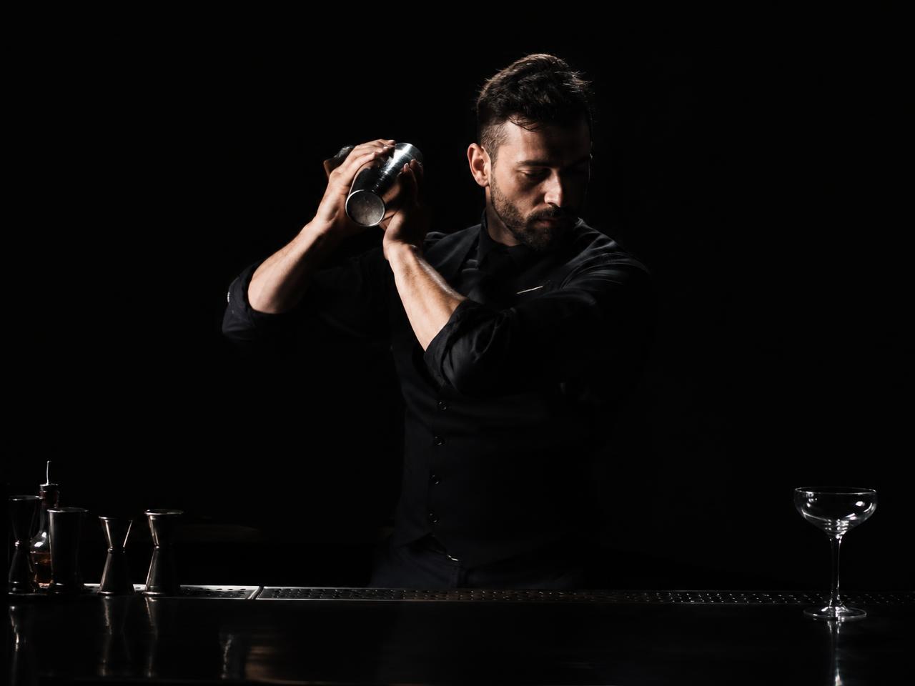 Bartender working in an upscale bar